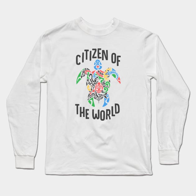 Citizen of the world Global turtle Long Sleeve T-Shirt by Kutaitum